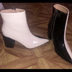 Two-Tone Block Heel Booties
